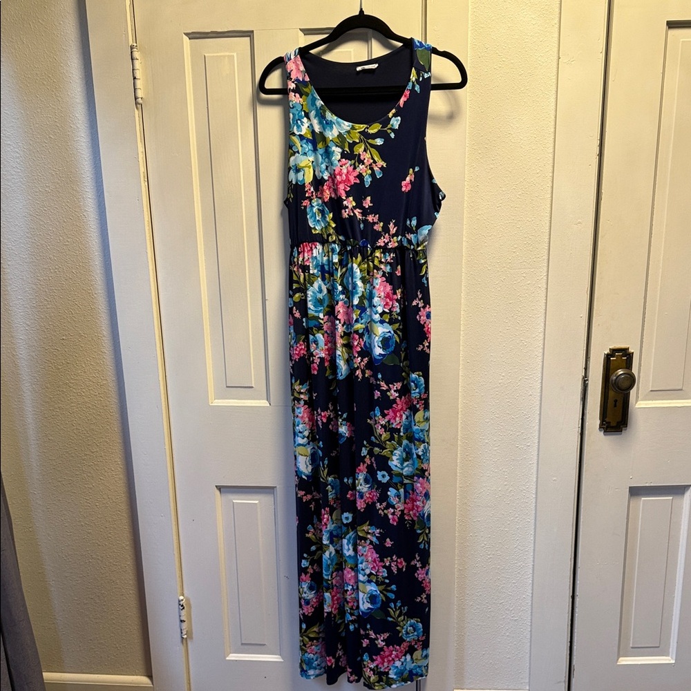 Beeson River Floral Maxi Dress - Navy and Pink